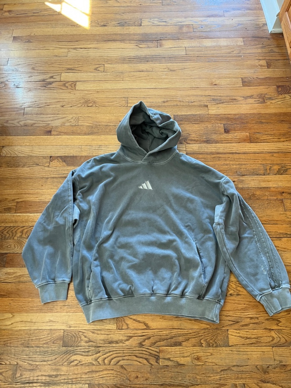 adidas Men's Hooded Sweatshirt in Washed Gray